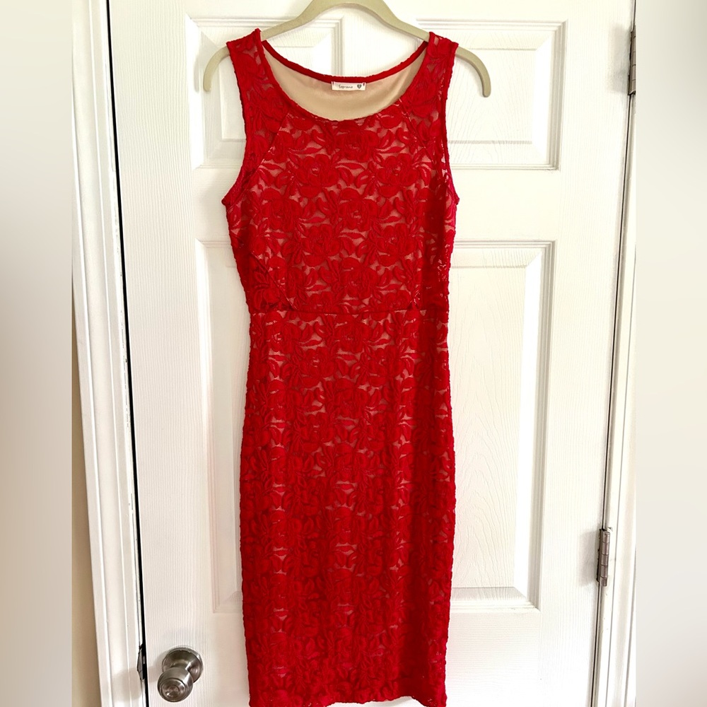 Red lace cocktail dress